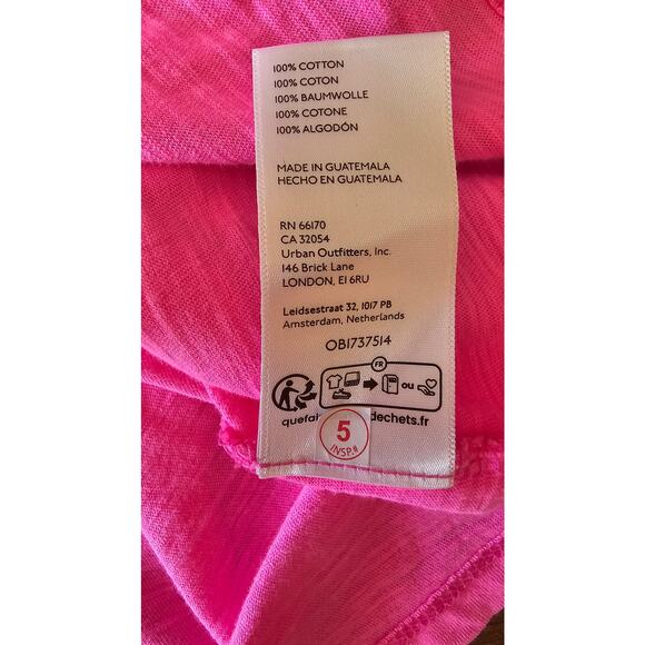 Pilcro Crop V Neck Short Sleeve Pop of Color T Shirt, 100% Cotton Womens Sz M - Picture 5 of 8